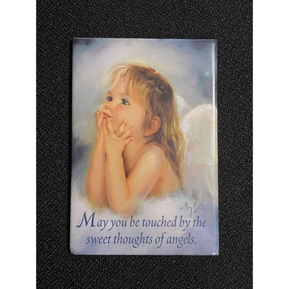 Combo Pack VTG Leanin' Tree Greeting Card &‎ Magnet Angel Mary Baxter St. Clair